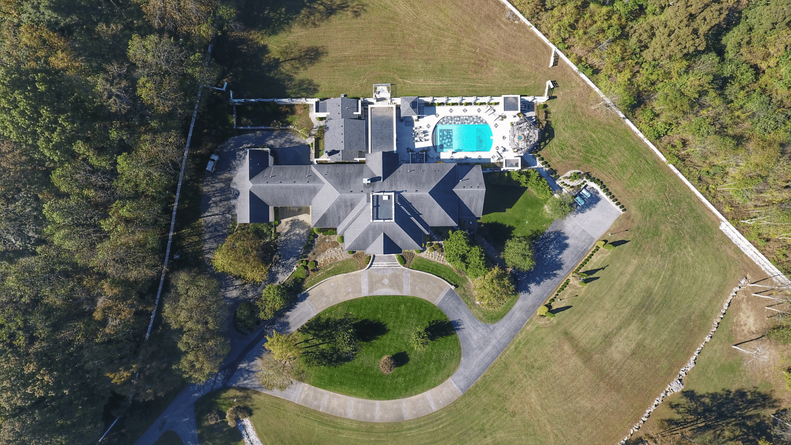 Bird Eye view of a large Mansion